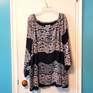 Fancy lace black and silver top